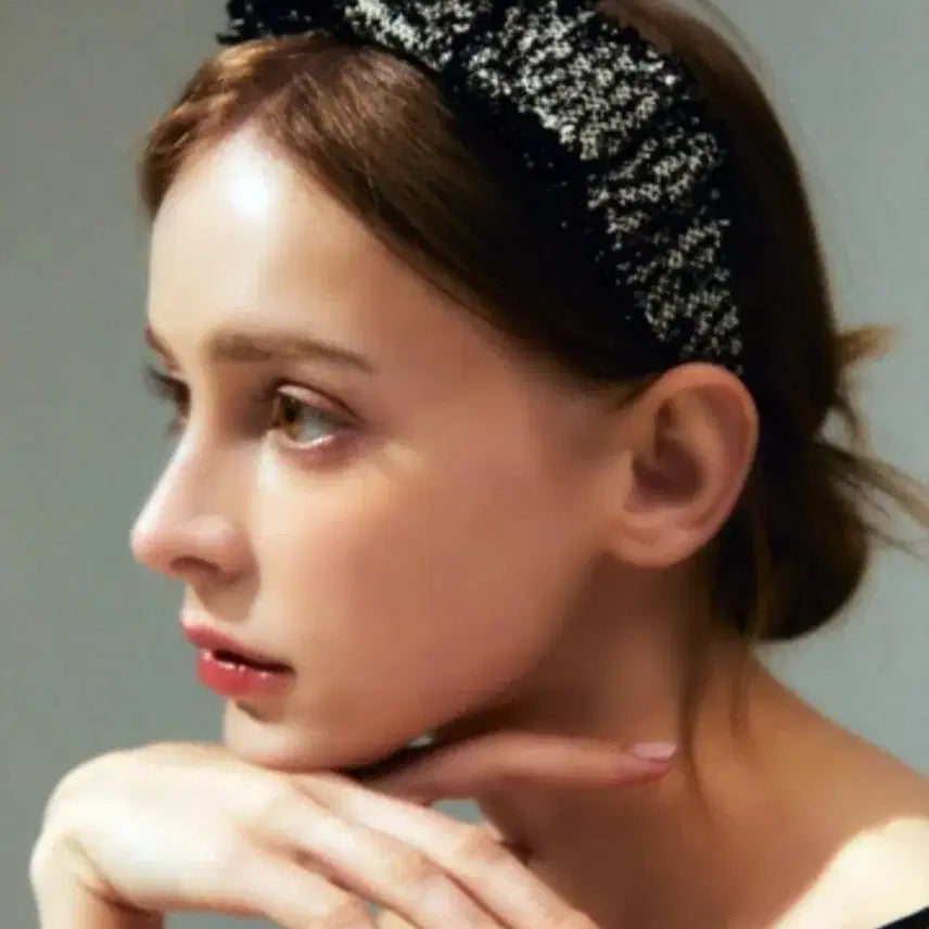 [BUNJANG] Handmade Tweed Hairband Black / 핸드메이드 트위드 헤어밴드 블랙
