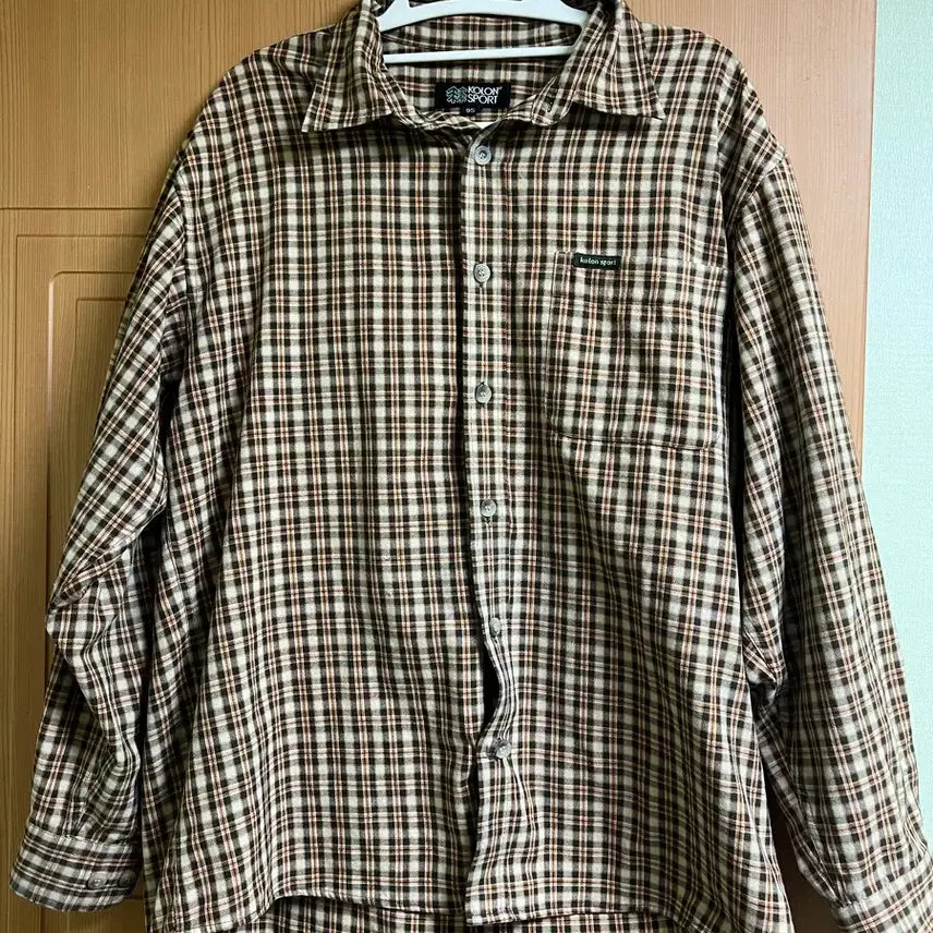 [BUNJANG] Kolon Sport Check Shirt Brown / 코오롱스포츠 체크 남방 셔츠 브라운