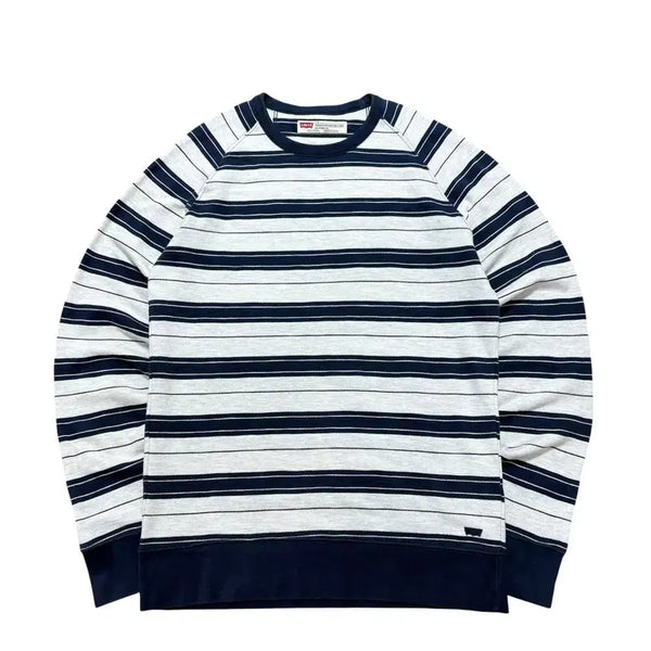 [BUNJANG] Levi's Striped Logo Crewneck Sweatshirt / 리바이스 단가라 맨투맨