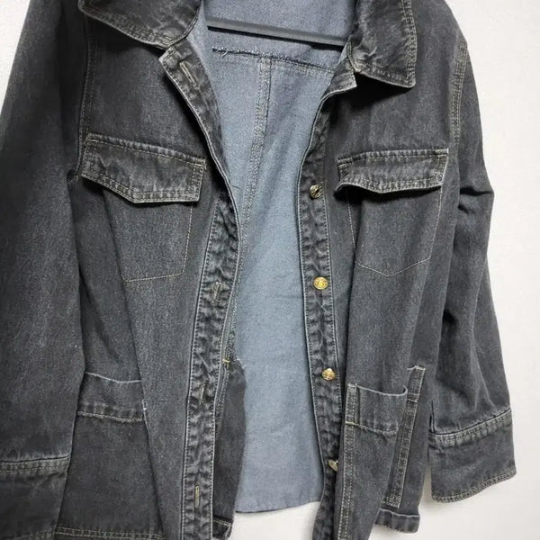 [BUNJANG] Black Denim Jacket (Size S) / 블랙 데님 청자켓 (S)