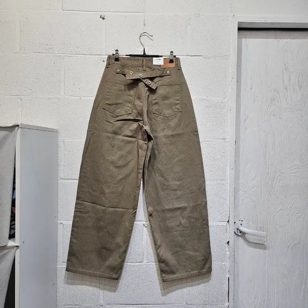 [BUNJANG] Button Detail Balloon Wide Jeans - Khaki / S사이즈 징포인트 뒷단추 벌룬 와이드청(692)-카키