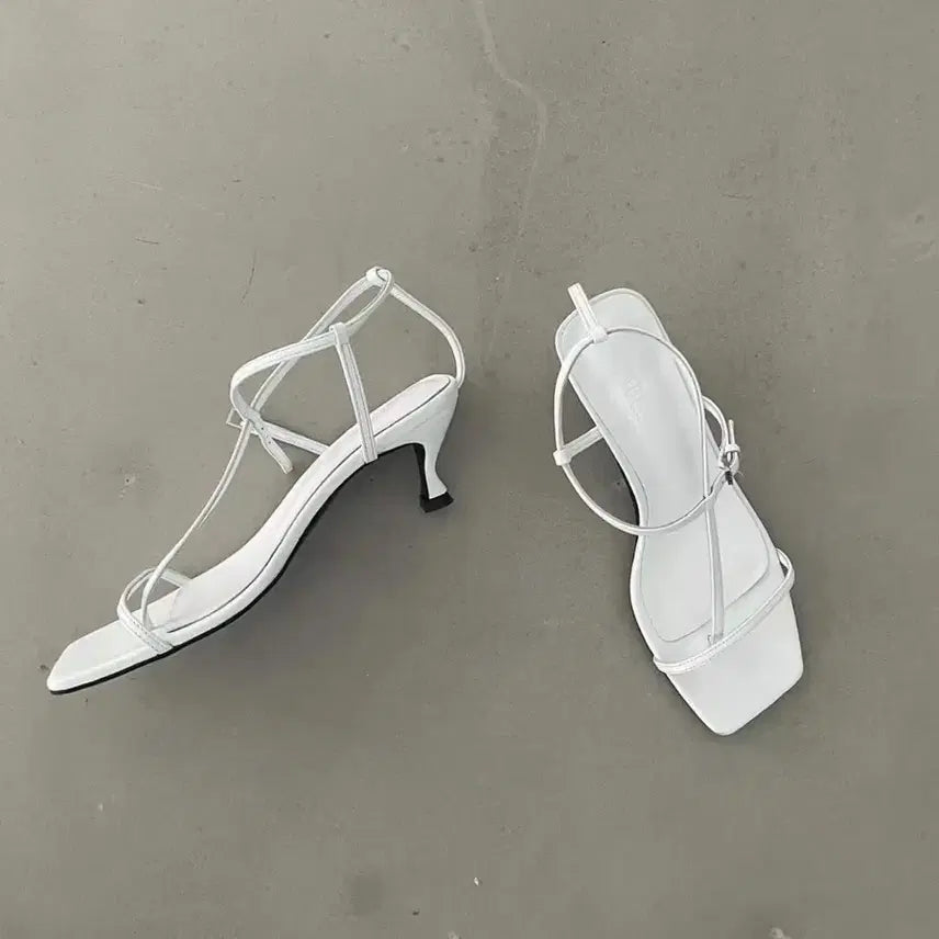 [BUNJANG] Lambskin Strap Heels White Size 250 / Table 양가죽스트랩힐 250 화이트 새상품