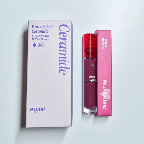 [BUNJANG] Espoir Water Splash Sun Cream Ceramide 50ml (Sealed) with Etude House Dear Darling Water Gel Tint / [미개봉,립증정]에스쁘아 워터 스플래쉬 선크림 세라마이드 50ml