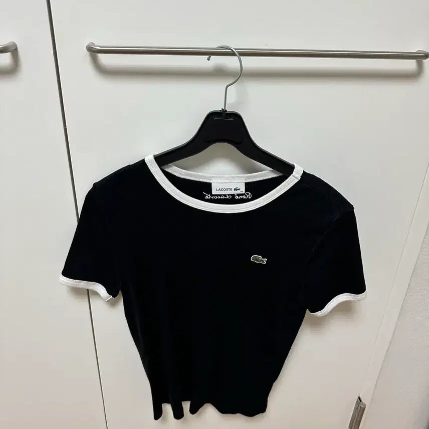[BUNJANG] Lacoste Colorblock Short Sleeve T-Shirt / 라코스테 반팔티 블랙 화이트 배색:)