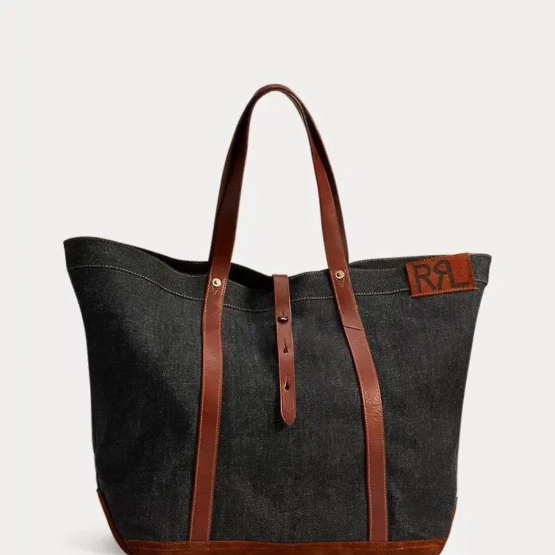 [BUNJANG] RRL Leather Trim Denim Tote Bag / RRL 레더 트림 데님 토트백