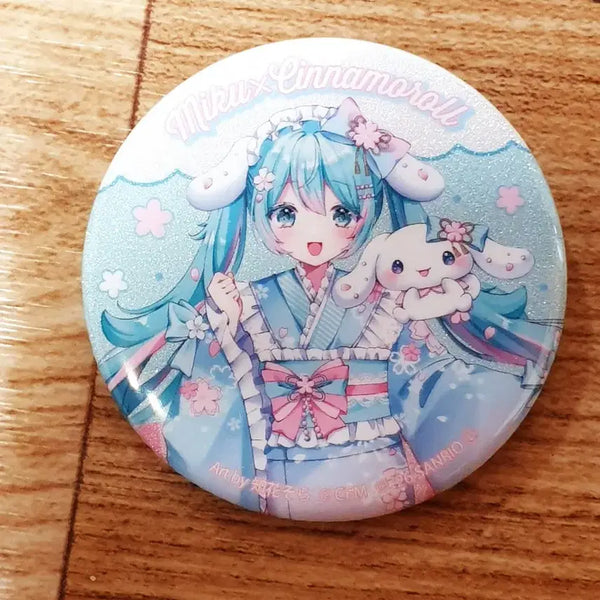 [BUNJANG] Vocaloid Hatsune Miku x Sanrio Cinnamoroll Collaboration Can Badge / 보컬로이드 하츠네 미쿠 산리오 시나모롤 캔뱃지