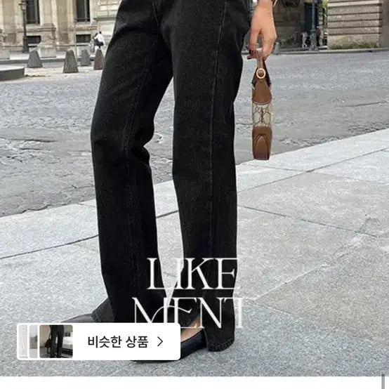 [BUNJANG] Like U T-rop Slit Black Denim Pants / 라이크유 티롭 트임 흑청 일자 데님 팬츠