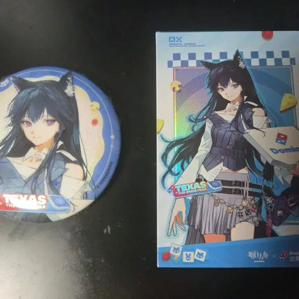 [BUNJANG] Arknights Texas Domino's Pizza Collaboration Can Badge + Photocard / 명일방주 텍사스 도미노피자 콜라보 캔뱃지+포토카드