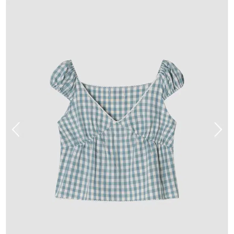[BUNJANG] Sodding Bread Sarah Blue Check Blouse / 쏘딩키브레드 Sarah Blue Check Blouse