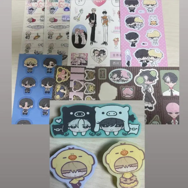 [BUNJANG] ENHYPEN Sunoo & Ni-ki Sticker Set Bundle / (일괄) 엔하이픈 선키즈 닠선 니키 선우 스티커 집게 양도 햄해미 와사