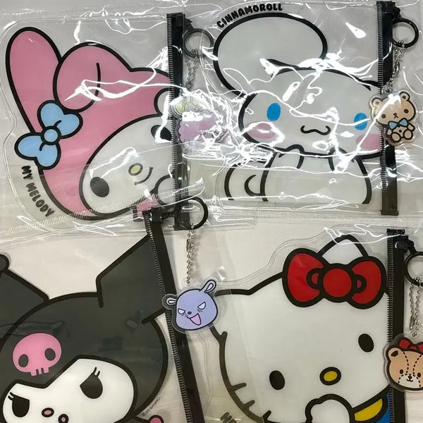 [BUNJANG] Sanrio Transparent Flat Pouch (My Melody/Cinnamoroll/Kuromi/Hello Kitty) / 산리오 투명 플랫 파우치 (마이멜로디/시나모롤/쿠로미/헬로키티)