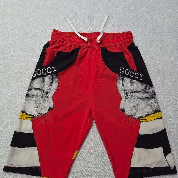 [BUNJANG] GOCCI Cat Printing Shorts Red / GOCCI 캣 프린팅 반바지 레드 허리30~31