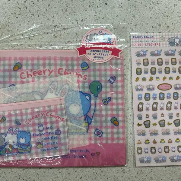 [BUNJANG] Cheerleader Cham Rare Vintage Stationery Zipper Bag Sticker Set / 치어리참 초레어 고전 문구 지퍼백 스티커 세트