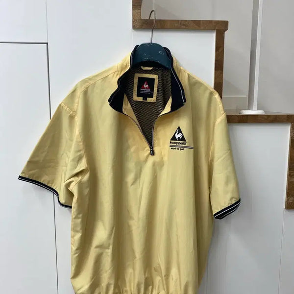 [BUNJANG] Le Coq Sportif Golf Yellow Full-Zip Short-Sleeve Jacket L / 르꼬끄 골프 옐로우 집업 반팔 자켓 L 골프바람막이