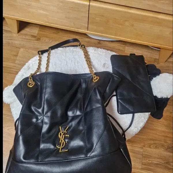 [BUNJANG] Saint Laurent Quilted Shoulder Bag Black with Pouch / 생 로랑 퀼팅 숄더백 블랙 + 파우치