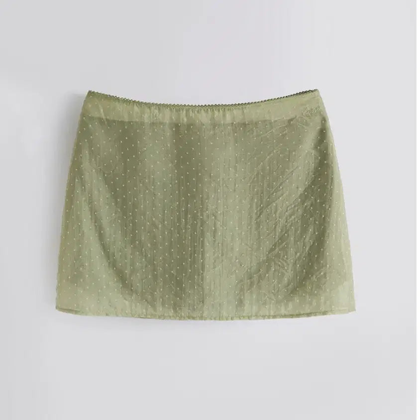 [BUNJANG] HANE Dot Layer Mini Skirt Olive / 하네 HANE 도트 레이어 미니 스커트 올리브
