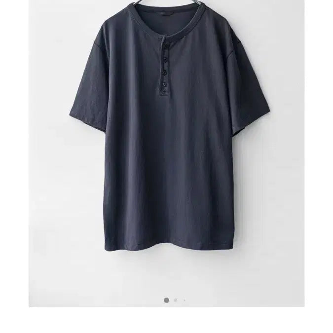 [BUNJANG] Gonak Washed Henley Half Sleeve T-Shirt Dusty Navy / [L] 고낙 washed henley half sleeve