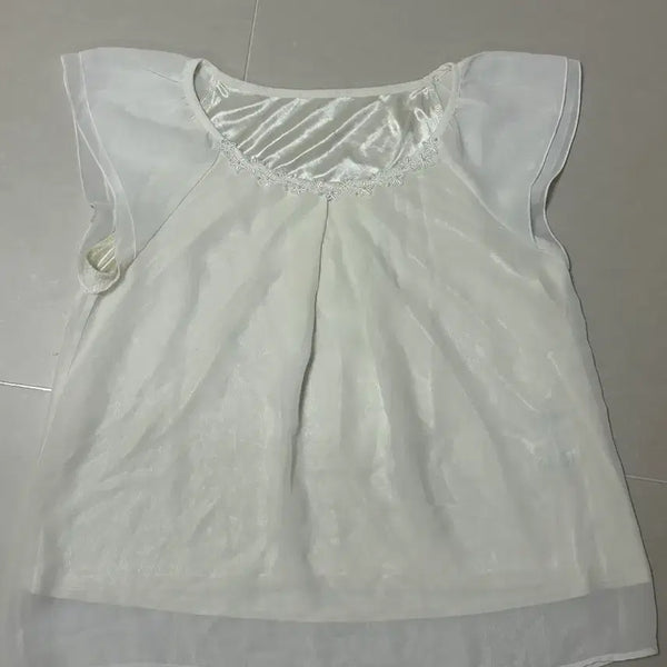 [BUNJANG] Silk Organza Short Sleeve Blouse / 실크 오간자 반팔 블라우스
