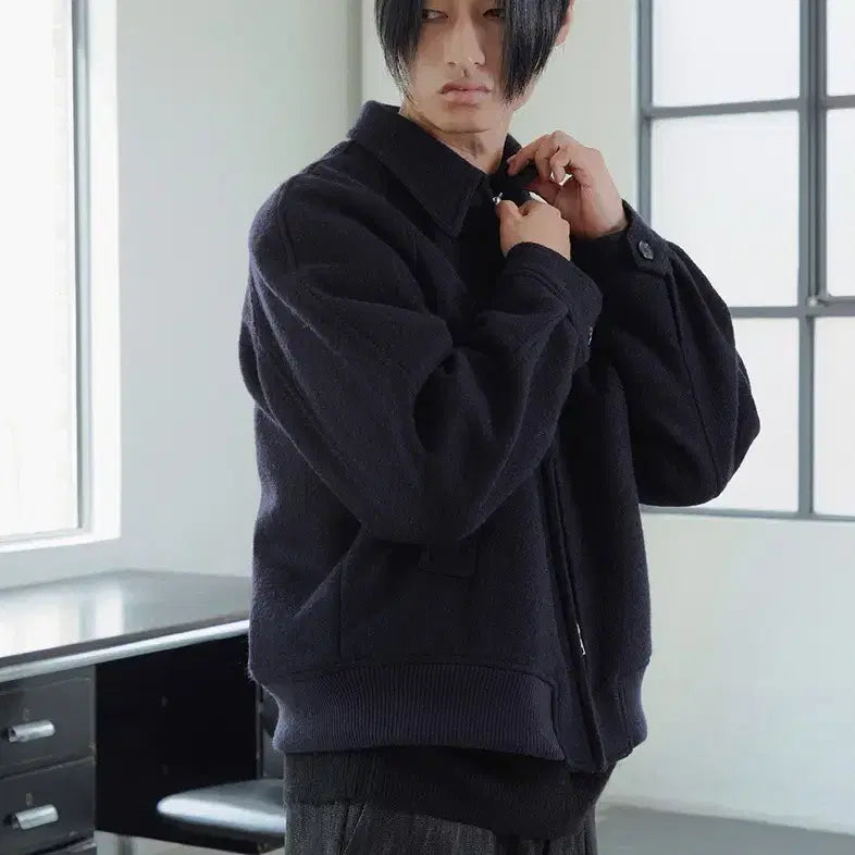 [BUNJANG] Unalloyed Code Boucle Wool Jacket Navy / 어널러코드 부클 울 자켓