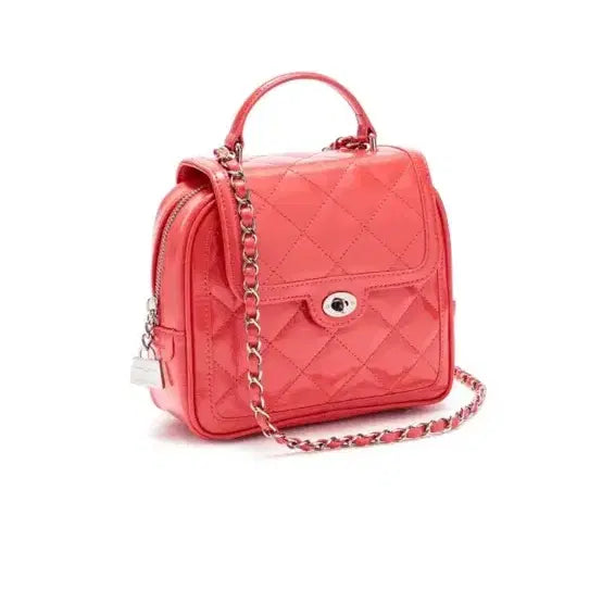 [BUNJANG] Cardinal Red Two-Art Quilted Chain Strap Backpack / 카디널레드 투아트 코랄