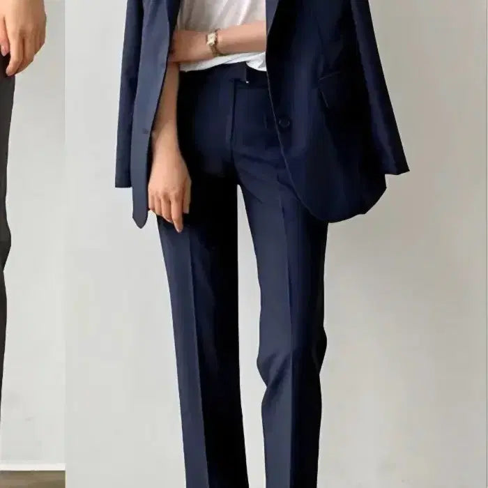 [BUNJANG] Women's Slim Fit Slacks (Black/Grey) / 키작녀 슬림핏 슬랙스 / 블랙 , 그레이 S / 2개