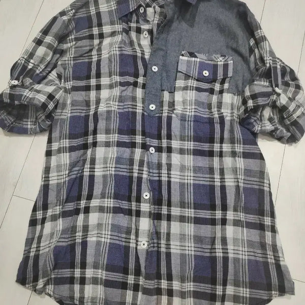 [BUNJANG] Solid Homme Check Short-Sleeve Shirt Size 100 / 솔리드옴므 체크 반팔 셔츠 100