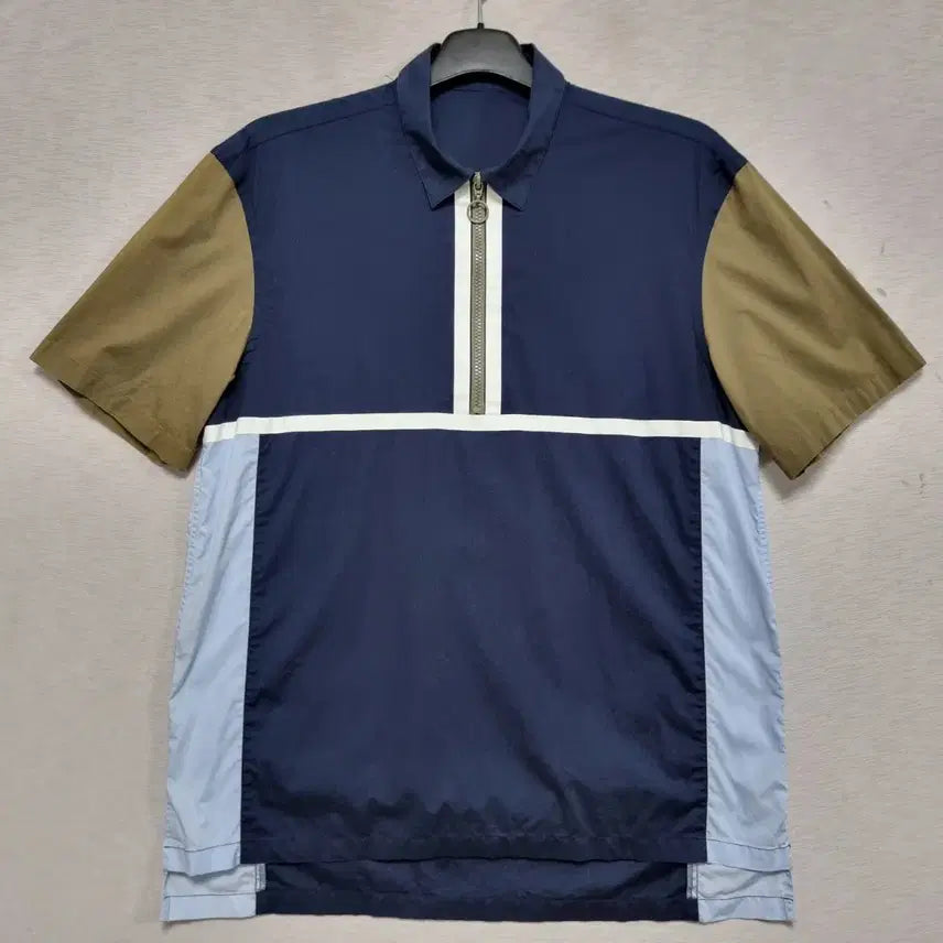 [BUNJANG] Zara Men's Half-Zip T-Shirt Navy/Khaki/Sky Blue Size L (100) / 자라 반집업 티셔츠 남자100사이즈ㅡ0430