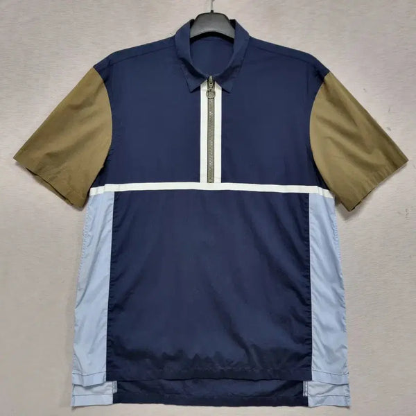 [BUNJANG] Zara Men's Half-Zip T-Shirt Navy/Khaki/Sky Blue Size L (100) / 자라 반집업 티셔츠 남자100사이즈ㅡ0430