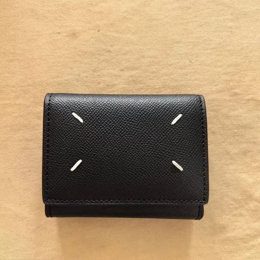 [BUNJANG] MM6 Maison Margiela 4-Stitch Black Leather Trifold Wallet / MM6 3단 지갑 / 카드지갑