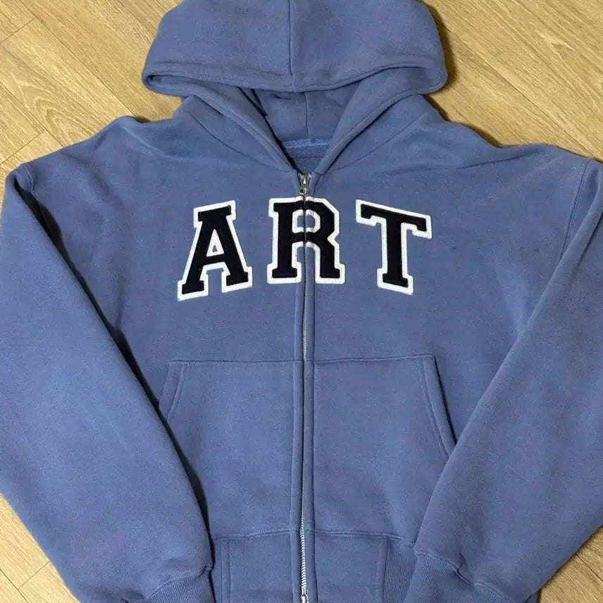 [BUNJANG] The Museum Visitor Vintage Blue ART Logo Hoodie Zip-up M / M) 더뮤지엄비지터 후드집업