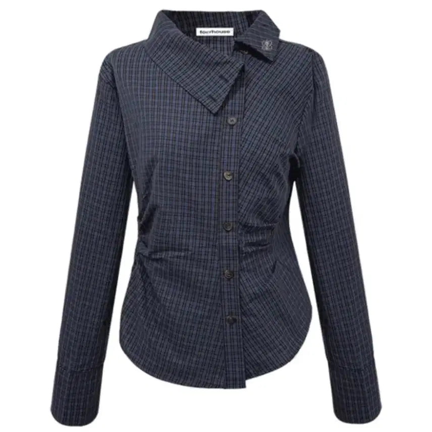 [BUNJANG] Temper One-Sided Checkered Shirt / 템퍼 언발 체크 셔츠