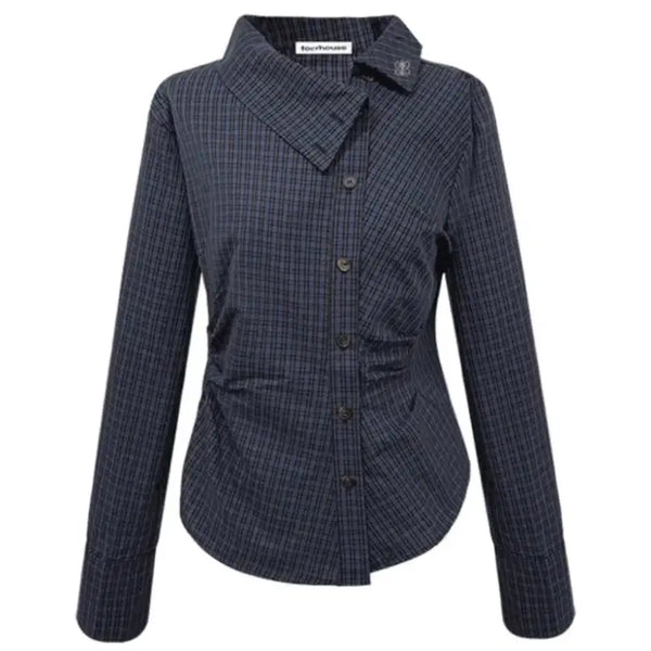 [BUNJANG] Temper One-Sided Checkered Shirt / 템퍼 언발 체크 셔츠