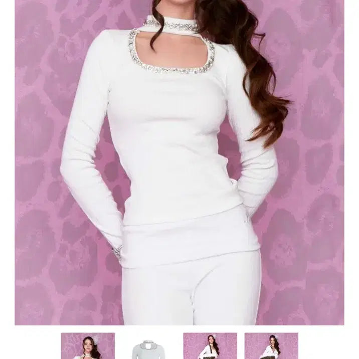 [BUNJANG] Bemecl Jewel Choker Necklace - White / 베메클 쥬얼 초커 티 화이트