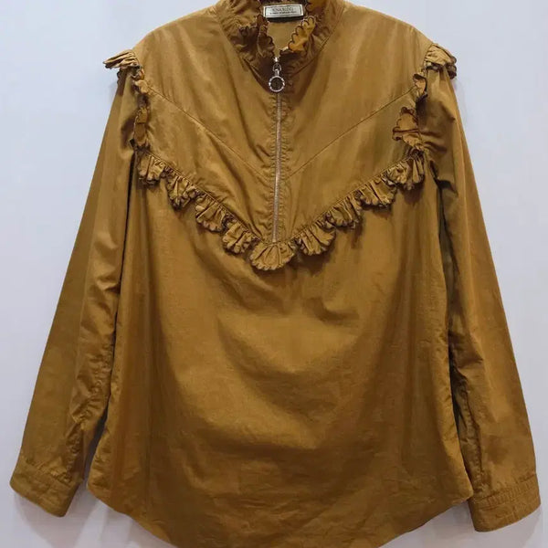 [BUNJANG] Nina Ricci Frill Half-Zip Cotton Blouse / (정품)니나리치 프릴 하프집업 코튼 블라우스