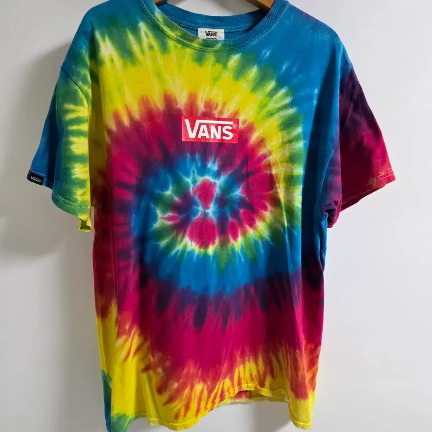 [BUNJANG] Vans Center Box Logo Tie-Dye Short Sleeve T-Shirt - Large / 반스 센터 박스로고 타이다이 반팔 티셔츠 L