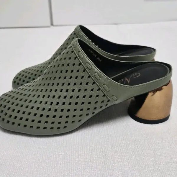 [BUNJANG] Namuhana Leather Perforated Mule Sneakers Khaki 235 / 나무하나 뮬 스니커즈 카키 235 새상품