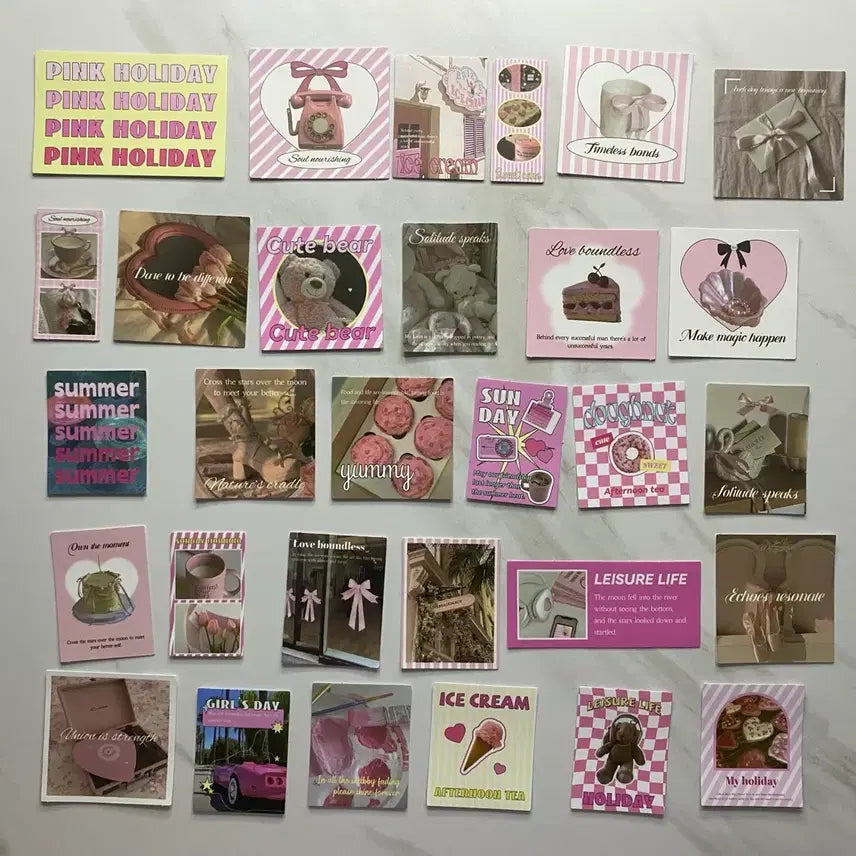 [BUNJANG] Pink Aesthetic Stickers Set (30 Pieces) / 핑크 감성 스티커 30개세트 다꾸스티커 노트북스티커 감성스티커