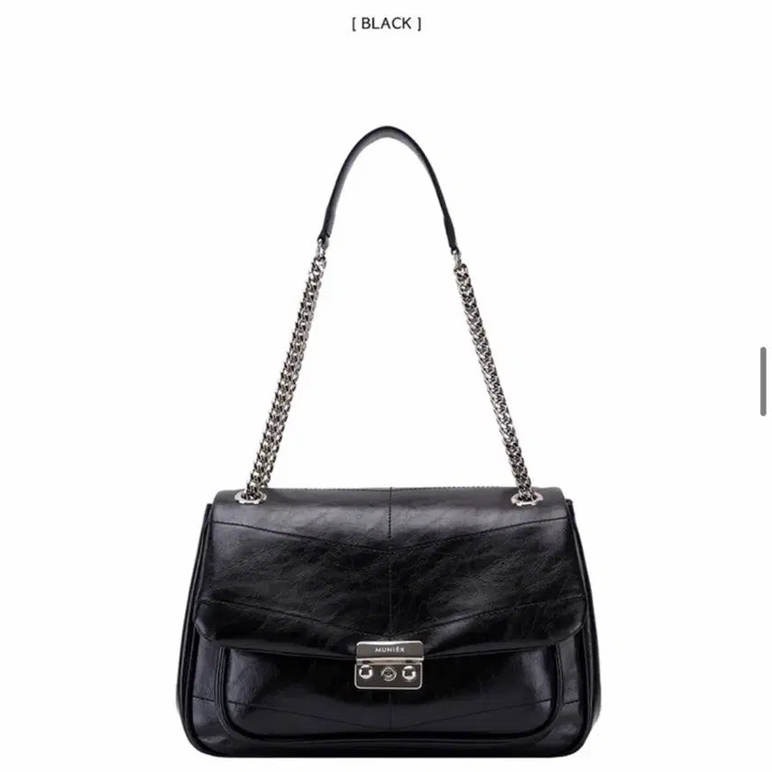 [BUNJANG] Munie Stitch Chain Bag Black / 뮤니에 스티치 체인백 블랙