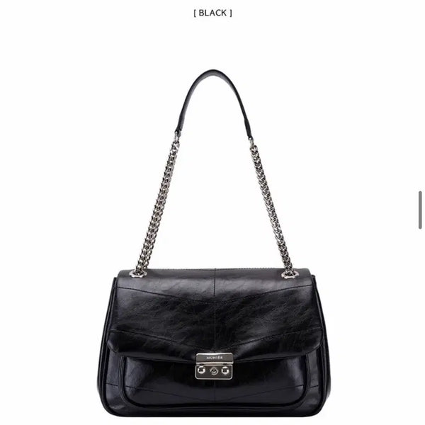 [BUNJANG] Munie Stitch Chain Bag Black / 뮤니에 스티치 체인백 블랙