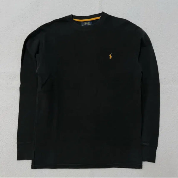 [BUNJANG] Polo Ralph Lauren Waffle Long Sleeve T-Shirt Black / 폴로 랄프로렌 와플 긴팔티 슬리브 블랙 교신