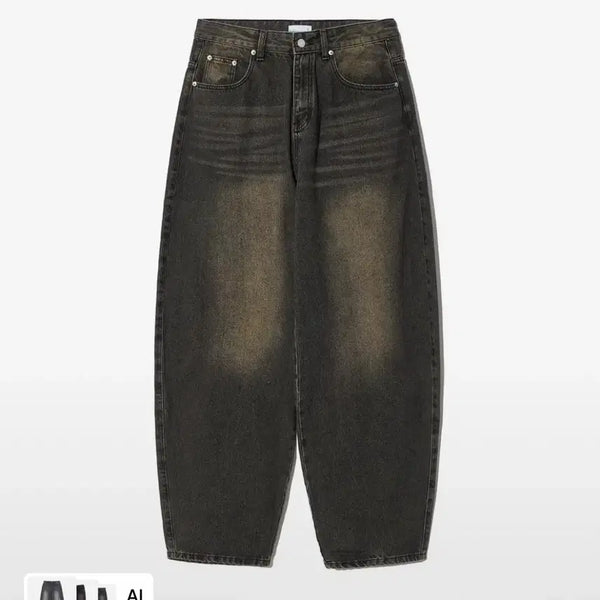 [BUNJANG] Standard Error Washed Wide Balloon Fit Denim Pants Vintage Black / 스탠다드에러 벌룬핏 워싱 와이드 데님팬츠 빈티지 블랙 미개봉 새상품