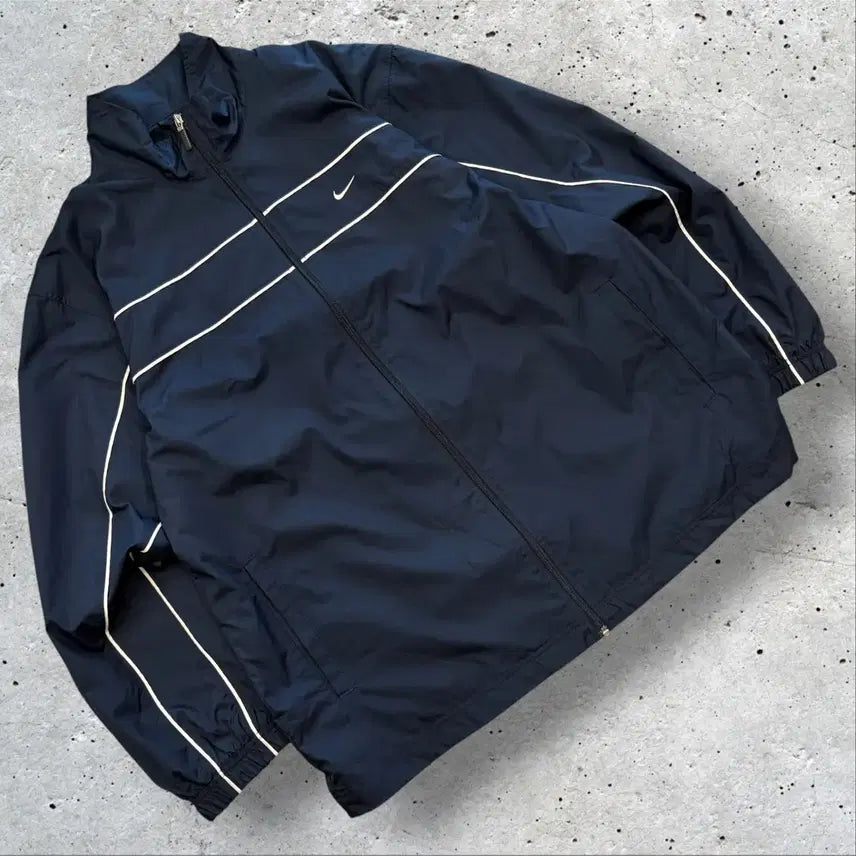 [BUNJANG] Nike 00s Old School Navy Windbreaker Jacket XL / [XL] 00s Nike 나이키 올드스쿨 네이비 바람막이 E567