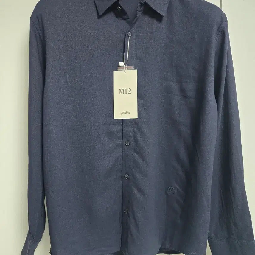 [BUNJANG] Men's Linen Blend Shirt Navy / M12 네이비 남성 린넨 혼방 셔츠 새상품