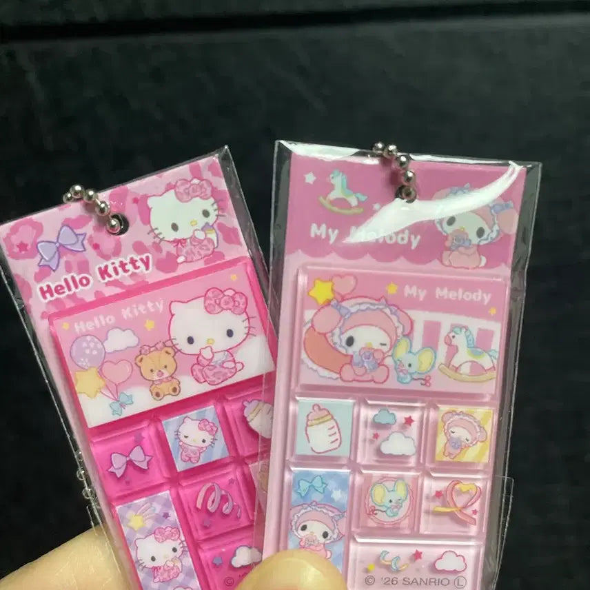[BUNJANG] Sanrio Original Mascot Tile Sticker Keychain Hello Kitty My Melody / 산리오 오리지널 마스코트 타일스티커 키링 키홀더 헬로키티 마이멜로디