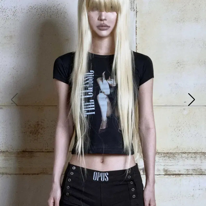 [BUNJANG] Opus Black Fitted Short Sleeve T-Shirt Vintage Print / 미개봉 새제품 Opus 오퍼스 티셔츠