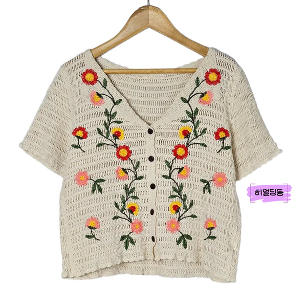[BUNJANG] Summer Crochet V-Neck Cardigan / 딩동 :) 여름세일/M/여름 크로쉐 브이넥 가디건