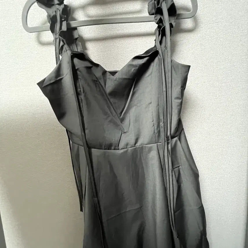 [BUNJANG] Gray Satin Bustier Mini Dress / 그레이 새틴 뷔스티에 미니 원피스