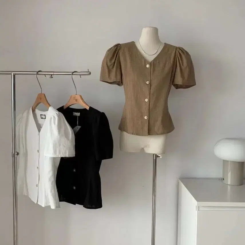 [BUNJANG] Puff Short Sleeve Jacket White / (새상품)퍼프 반팔 자켓 화이트