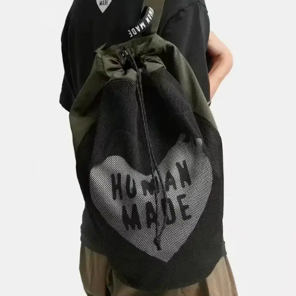 [BUNJANG] Human Made Khaki Mesh Backpack / 휴먼메이드 카키 메쉬 백팩 신발 주머니 사용가능
