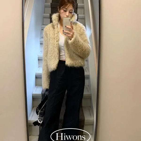 [BUNJANG] Highones Women's Premium Wool High Neck Fur / 하이원스 여성 프리미엄 양모 하이넥 퍼